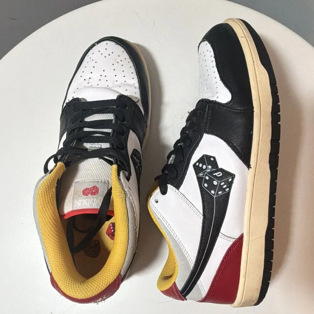 Dybbuk Lucky 7 V5 Dice Dunk Low Sneakers Black White Red Men’s Size 10.5